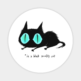 Black scruffy cat Magnet